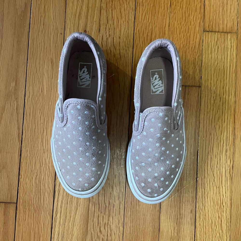 Vans size 3 pink/dusty rose with white polka dots.